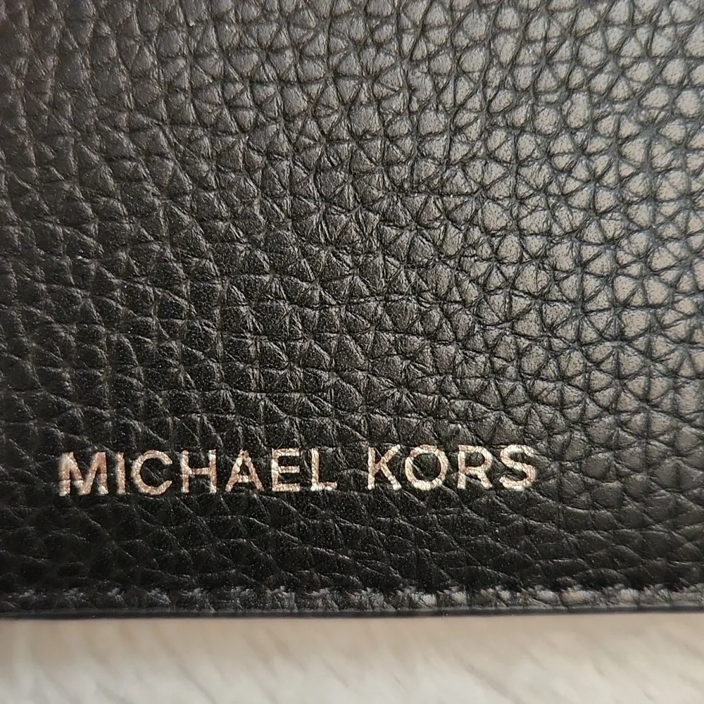 Michael Kors Black Textured Leather Bi-Fold Wallet